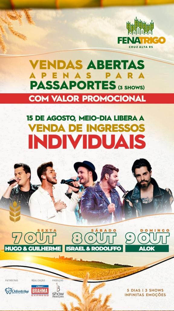 Venda de ingressos para os Shows da Fenatrigo